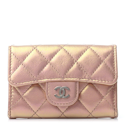 Chanel Iridescent Calfskin Quilted Flap Card Holder Wallet Pink 1 of 8