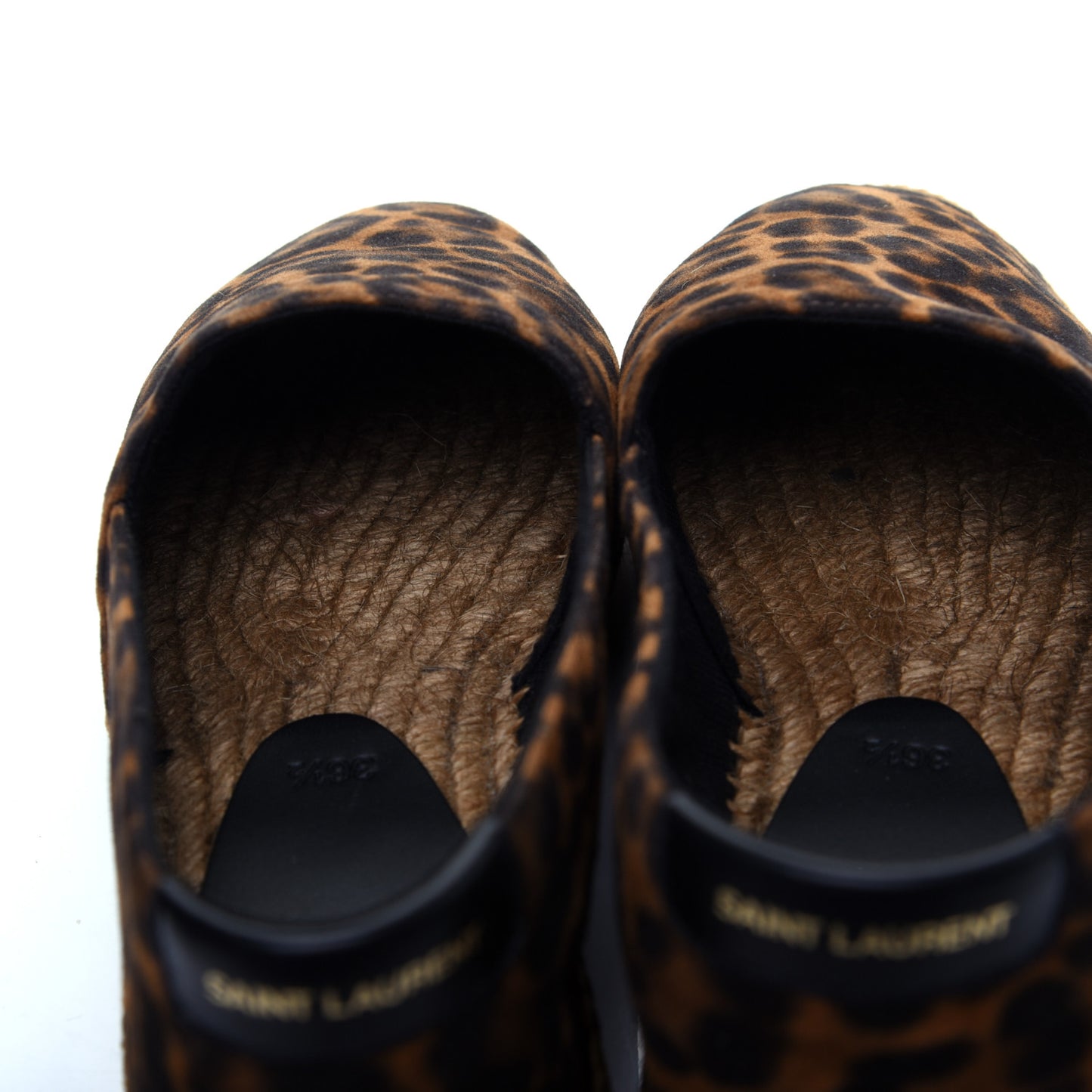 Suede Leopard Print Espadrilles 36.5 Natural