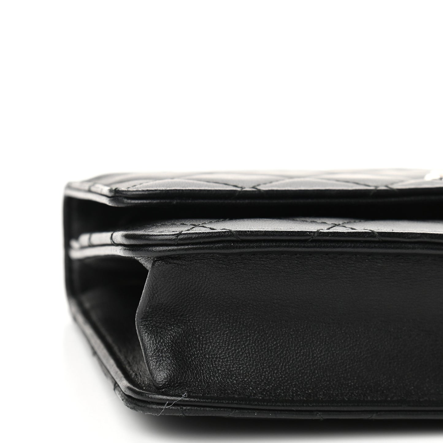 Lambskin Quilted Trendy CC Wallet On Chain WOC Black