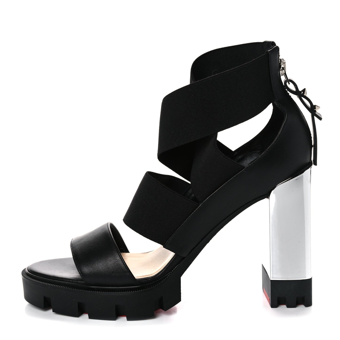 Calfskin Patrouiagoma 100 Platform Sandals 38.5 Black Nickel