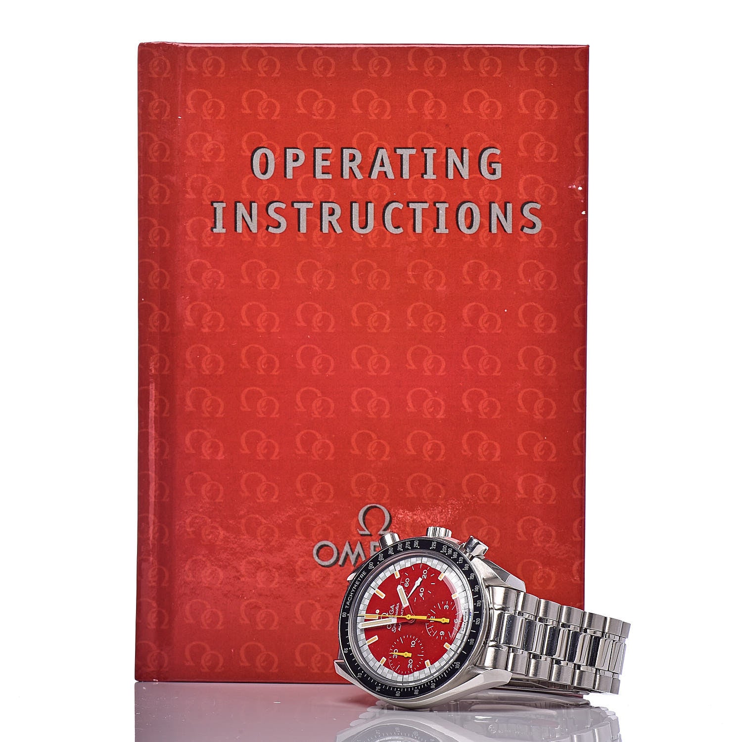 Omega Stainless Steel 39mm Speedmaster Chronograph Automatic Watch Red 3510.61.00 8 of 8