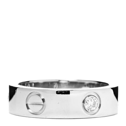 Cartier 18K White Gold 3 Diamond 5.5mm LOVE Ring 53 6.25 3 of 9
