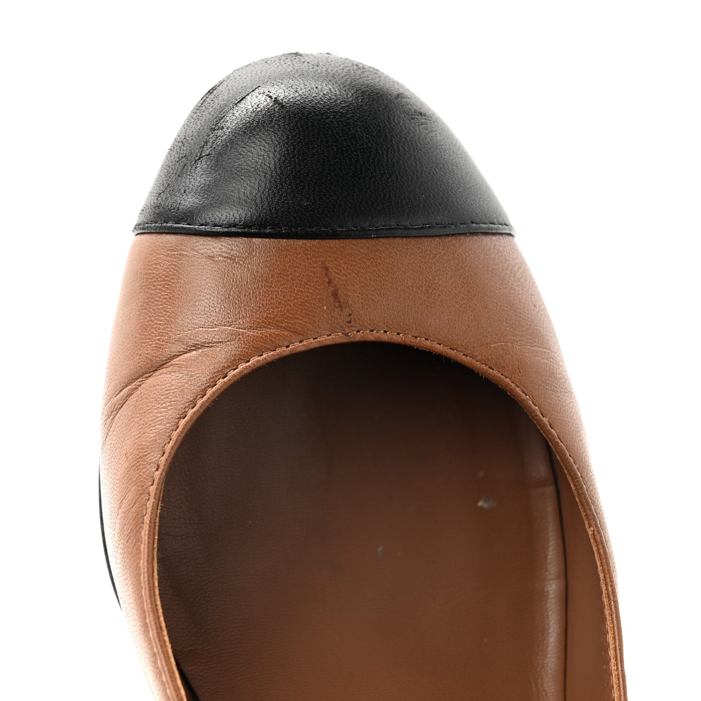 Lambskin Cap Toe Wedges 37.5 Brown Black