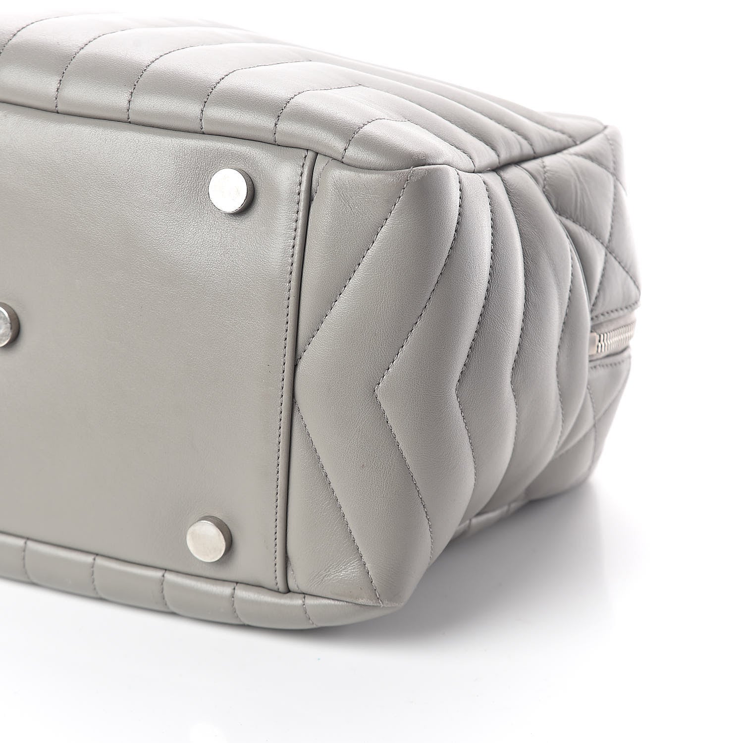 Saint Laurent Calfskin Y Quilted Monogram Medium Loulou Bowling Bag Light Grey 9 of 9