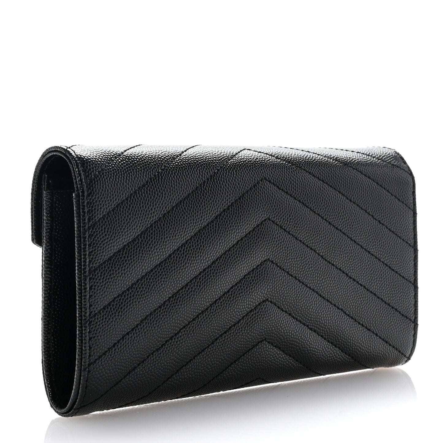 Grain De Poudre Matelasse Chevron Monogram Flap Wallet Black