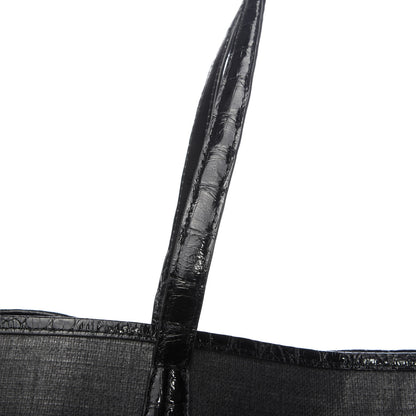 Nancy Gonzalez Coated Linen Crocodile Medium Erica Shopper Tote Black 12 of 12
