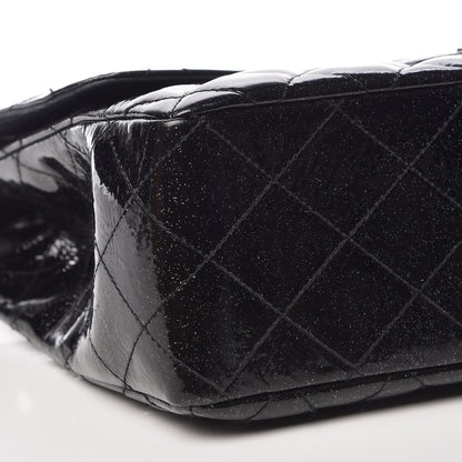 Chanel Patent Quilted Sparkle Glitter Jumbo Single Flap Black 10 of 11