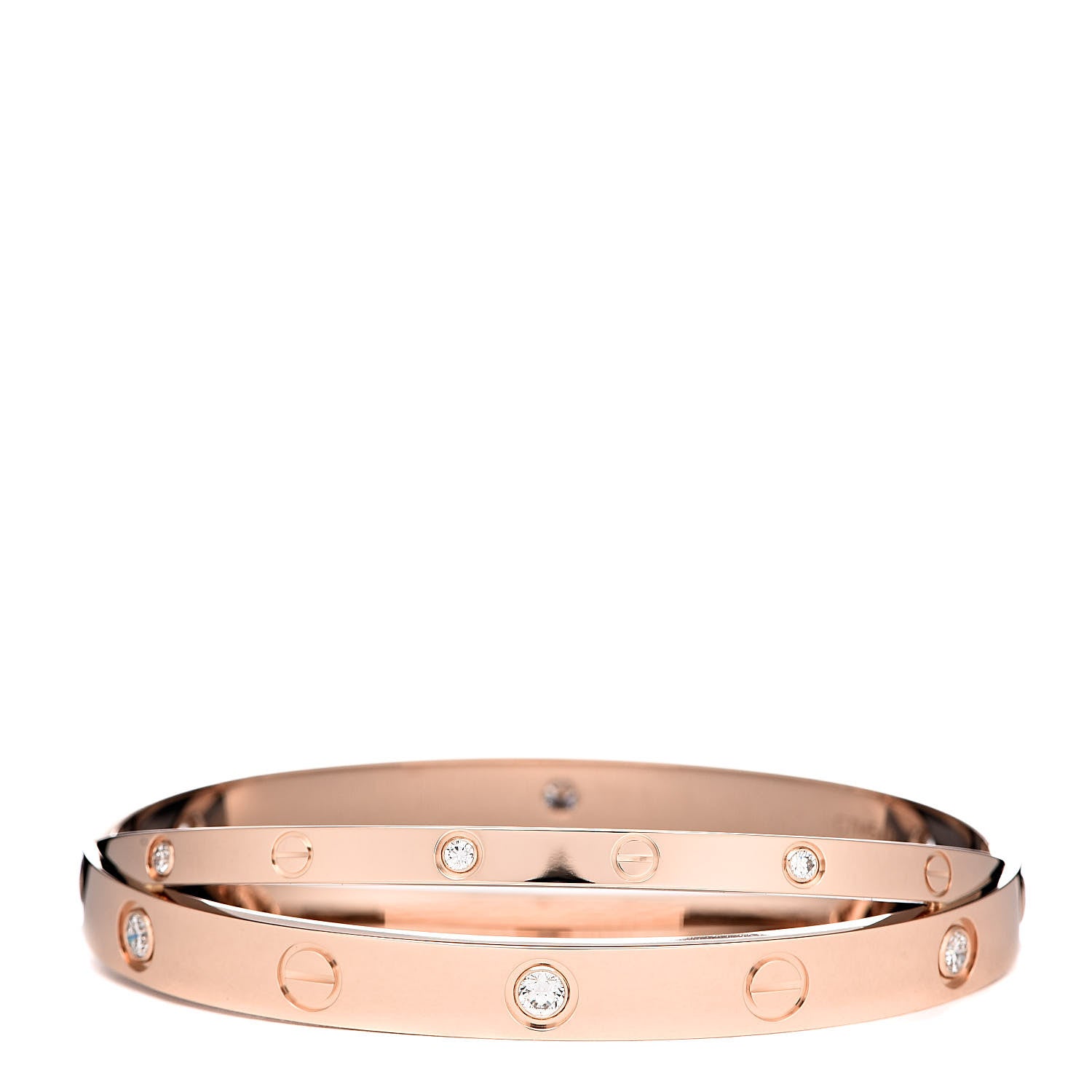 Cartier 18K Pink Gold 12 Diamond Double LOVE Bracelet 16 3 of 6