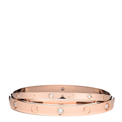 Cartier 18K Pink Gold 12 Diamond Double LOVE Bracelet 16 3 of 6