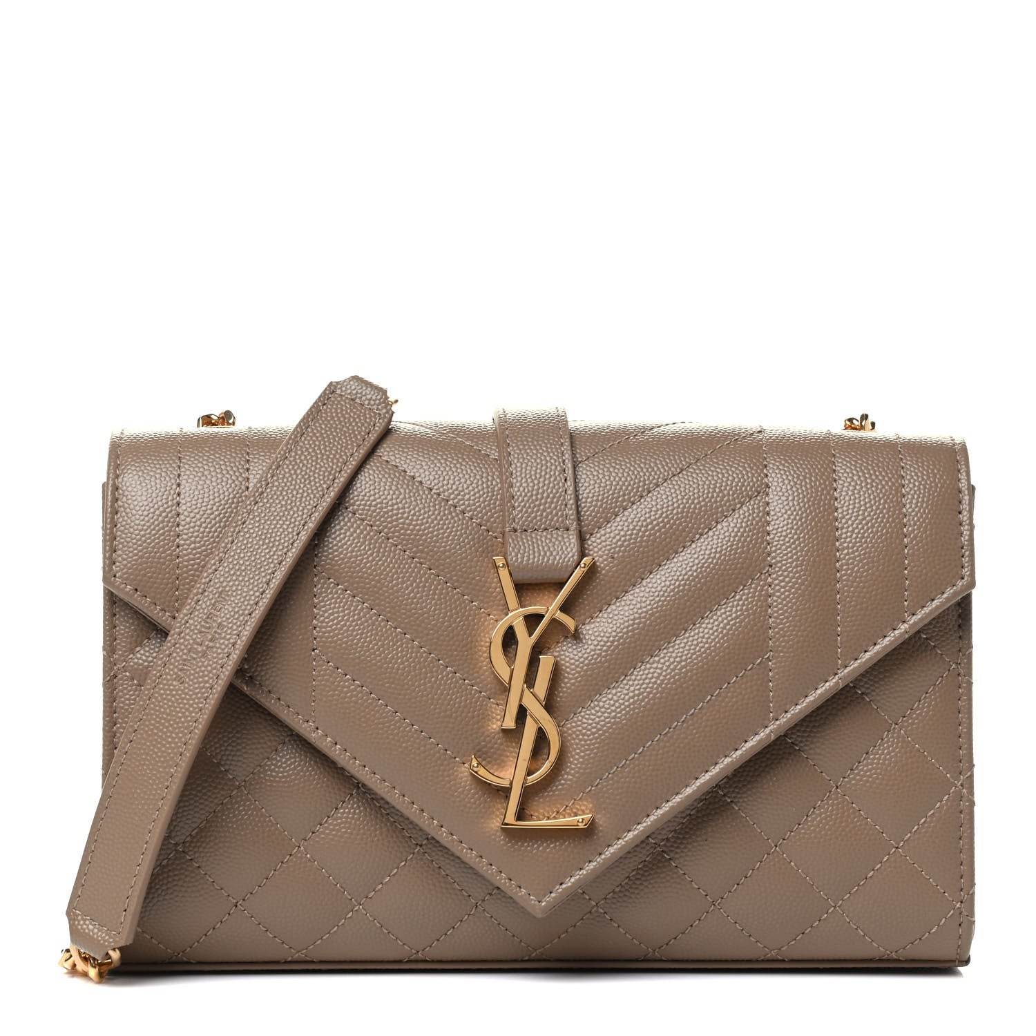Saint Laurent Grain De Poudre Textured Mixed Matelasse Triquilt Small Monogram Satchel Dark Beige 1 of 4