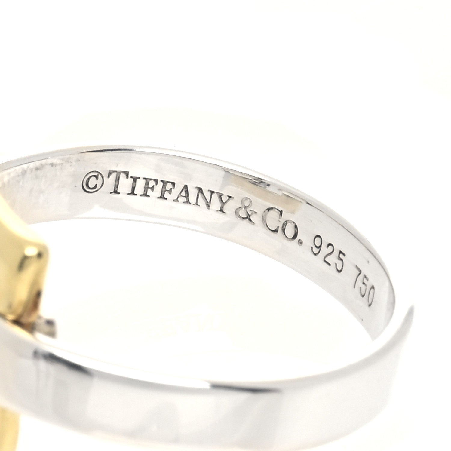 Tiffany Sterling Silver 18K Yellow Gold Open Square Ring 51 5.75 4 of 4