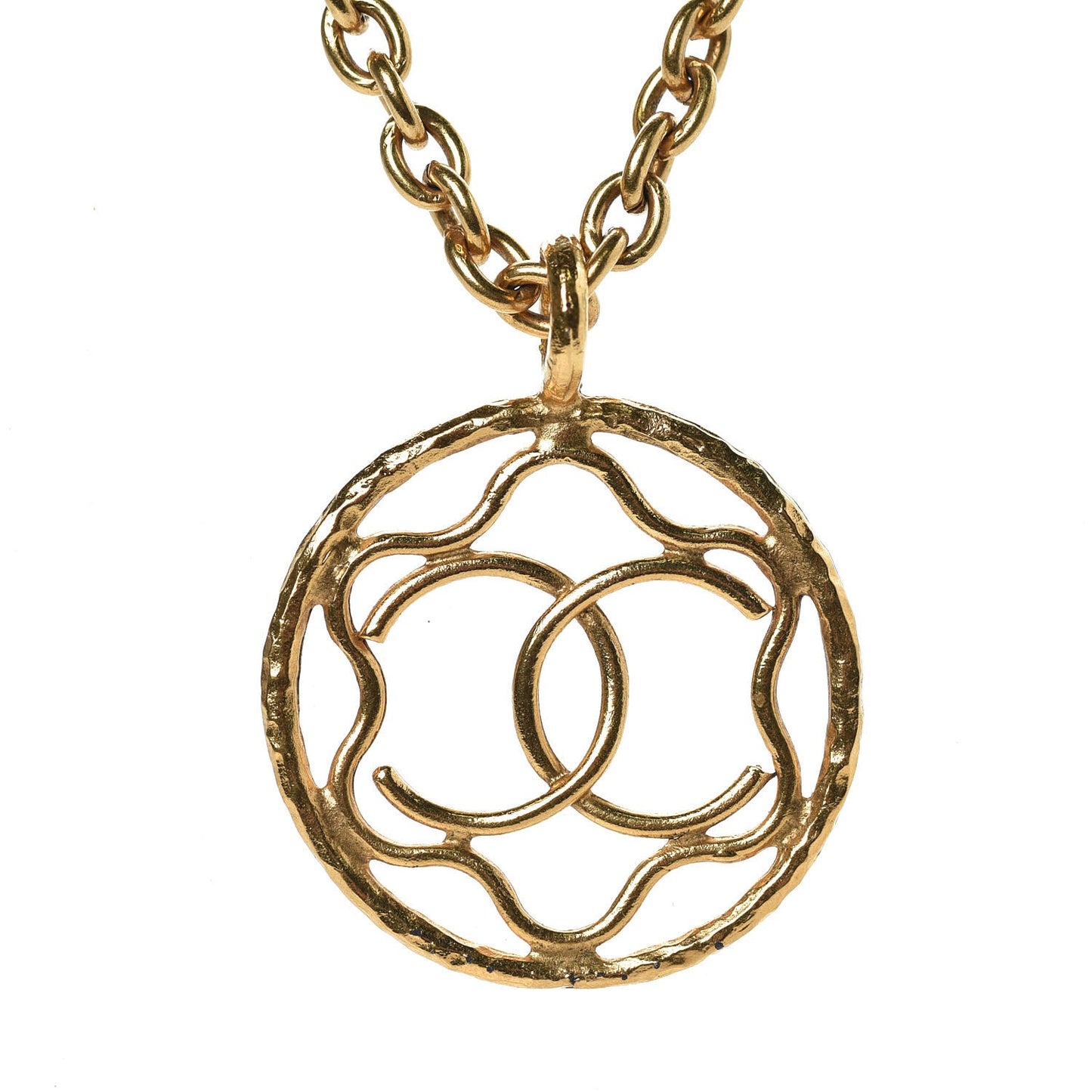 Large CC Pendant Necklace Gold