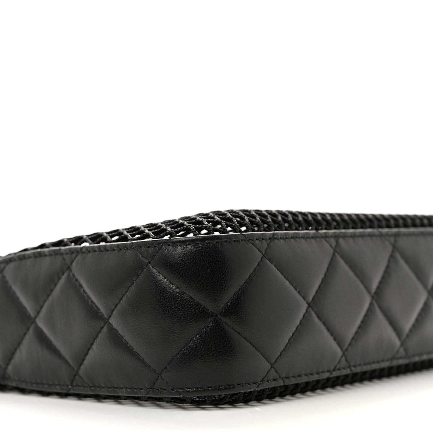 Mesh Shiny Lambskin Clutch With Chain Black