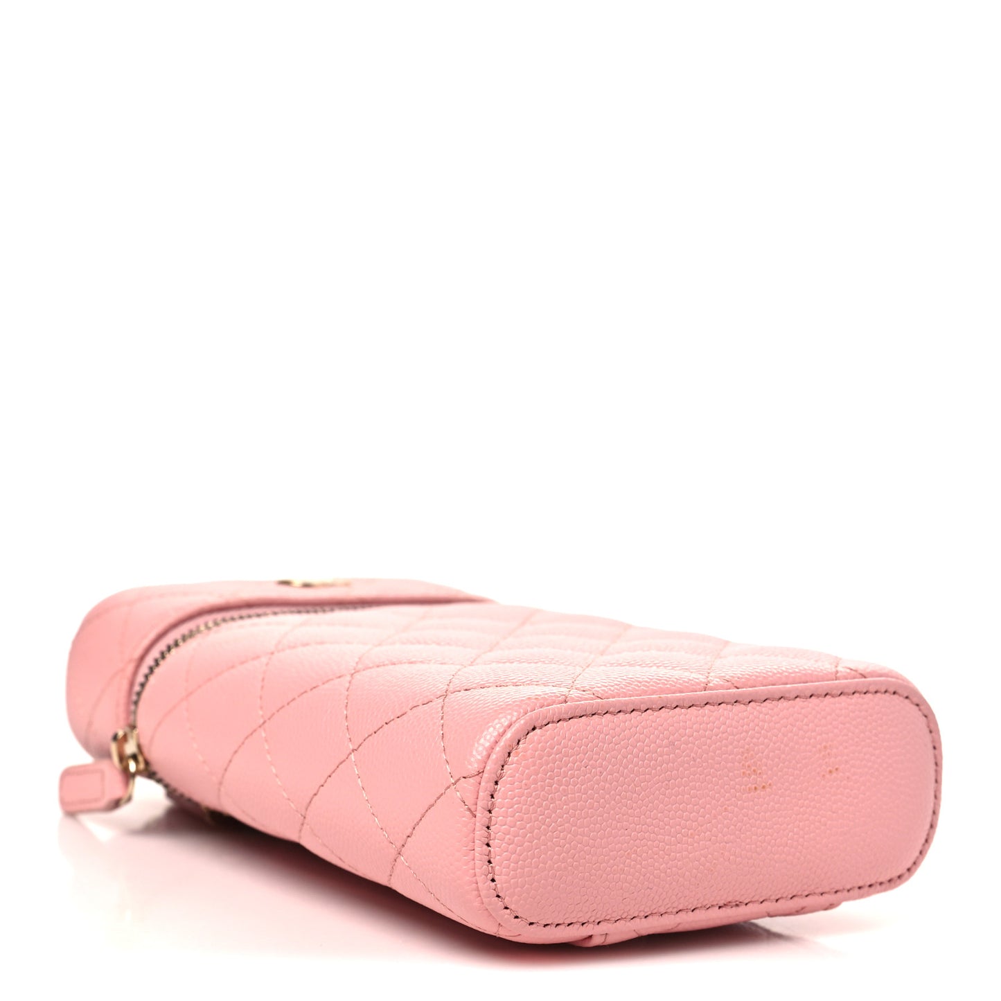 Caviar Quilted Phone Holder With Chain Pink