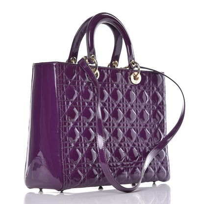 Christian Dior Patent Cannage Large Lady Dior Violet Purple 3 of 19
