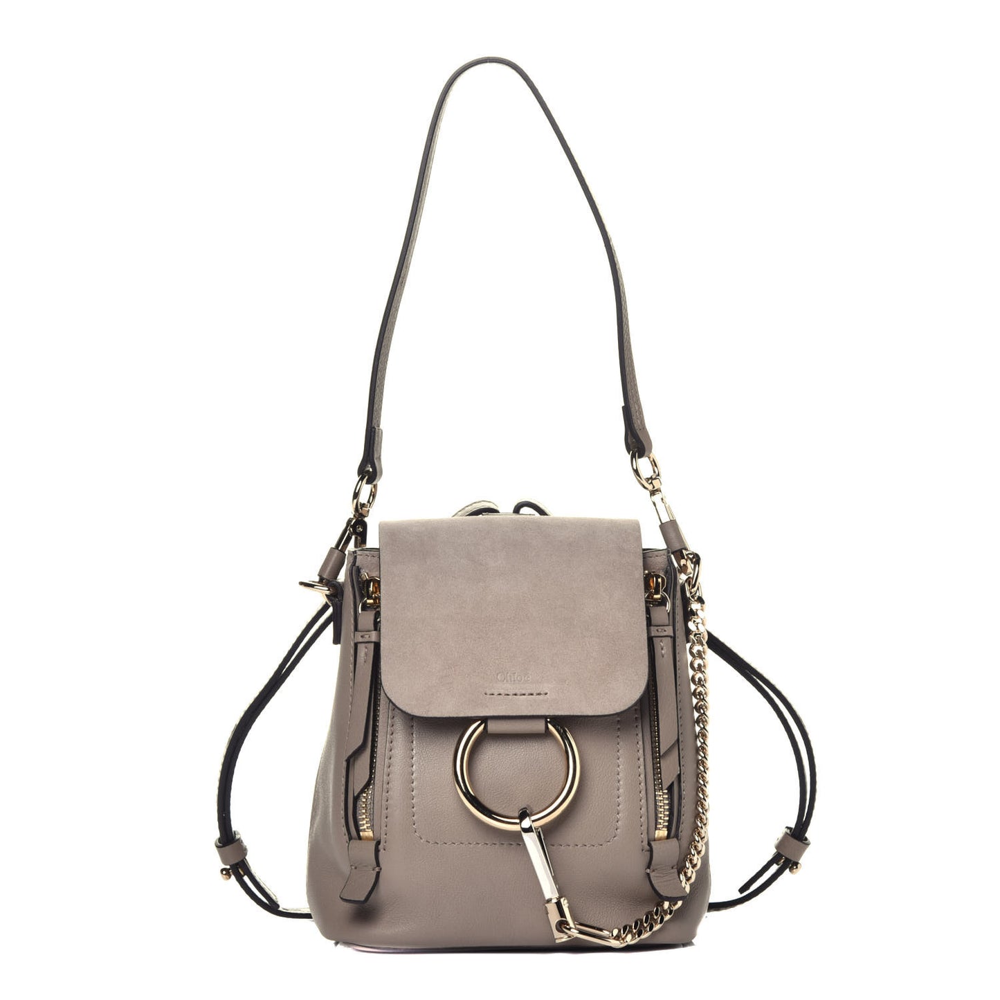 Suede Calfskin Mini Faye Backpack Motty Grey
