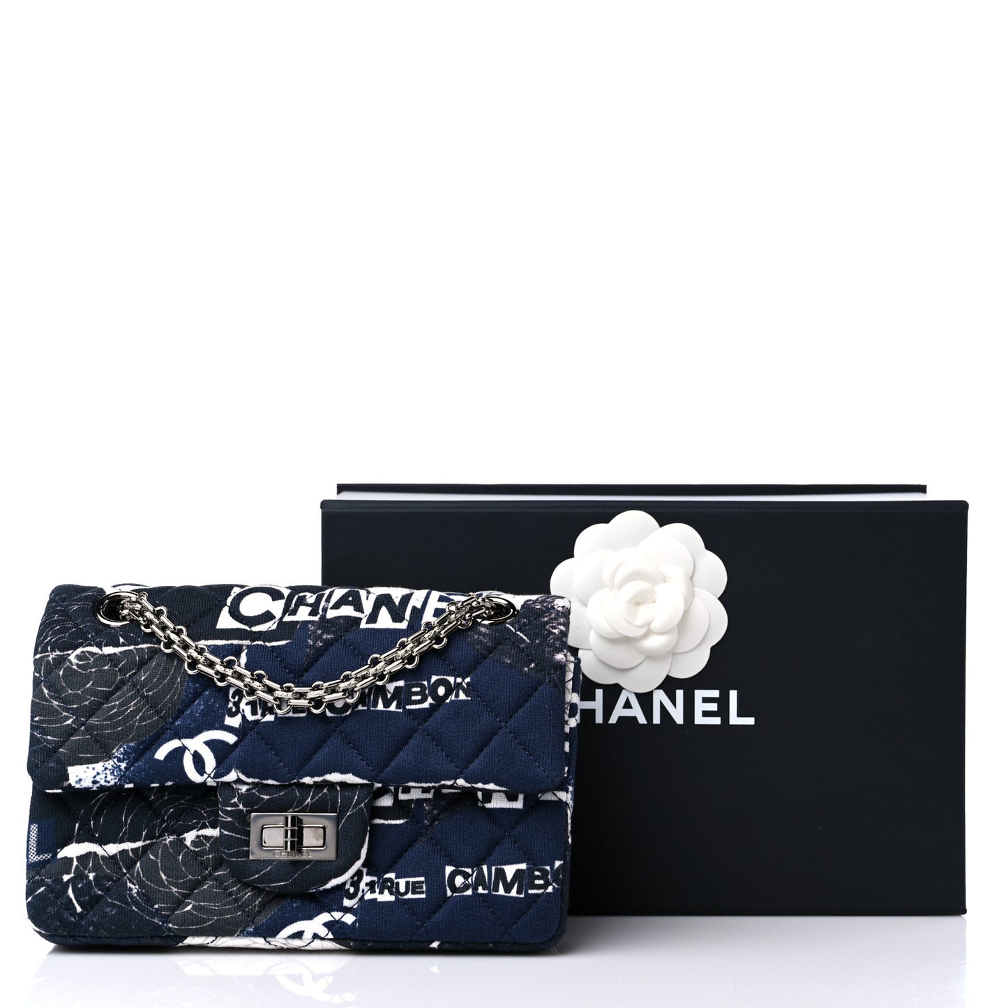 Jersey Quilted Camellia 2.55 Reissue Mini Flap Black White