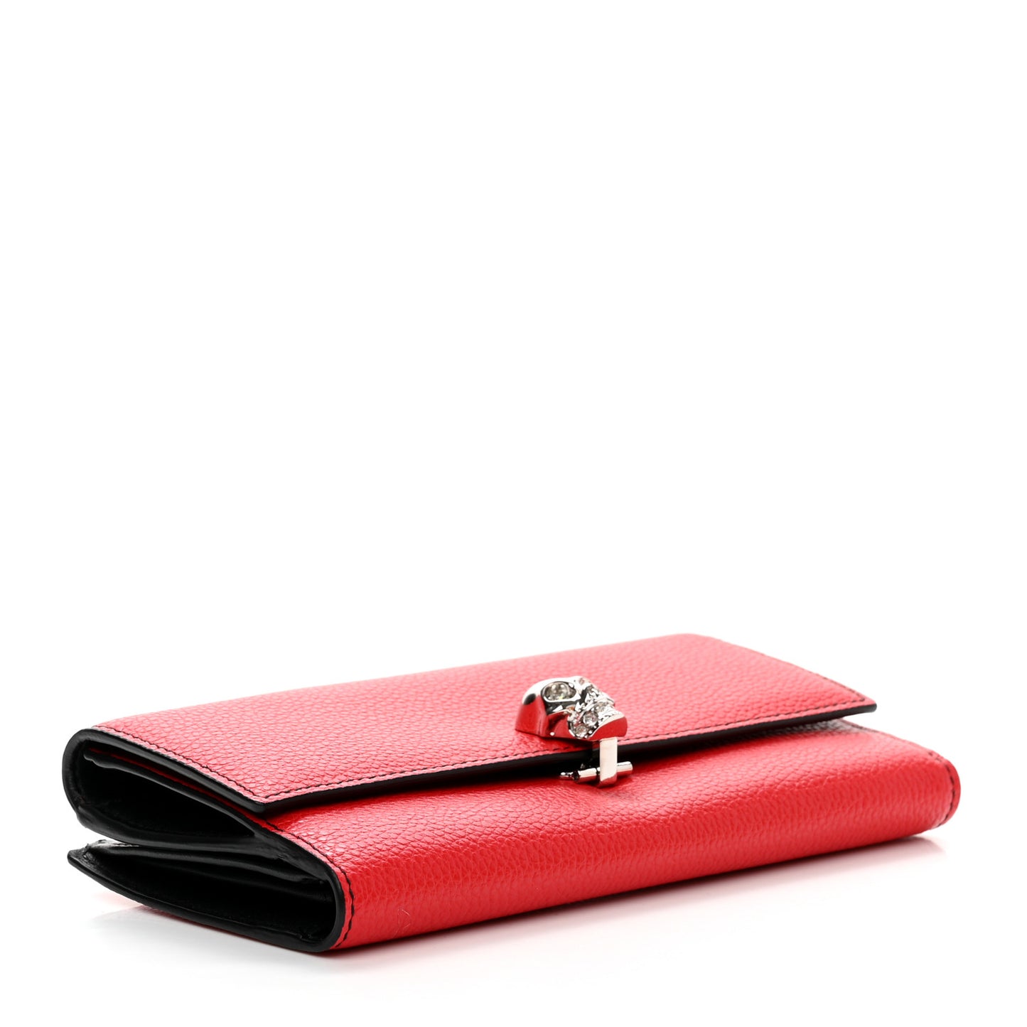 Calfskin Skull Continental Wallet Red