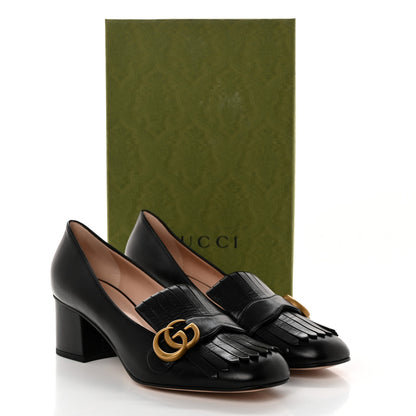 Gucci Malaga Kid GG Marmont Fringe 50mm Loafer Pumps 40 Black 9 of 9