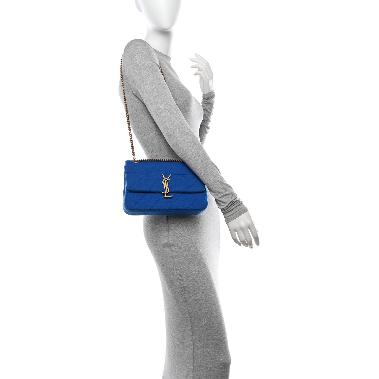 Saint Laurent Jersey Wool Patchwork Monogram Medium Jamie Baguette Bleu Majorelle 2 of 10
