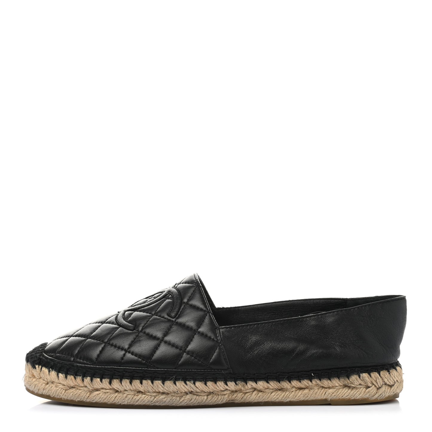 Lambskin Quilted CC Espadrilles 40 Black