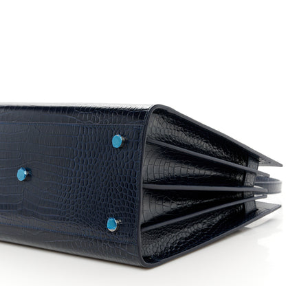 Saint Laurent Calfskin Crocodile Embossed Small Sac De Jour Dark Notte 13 of 13
