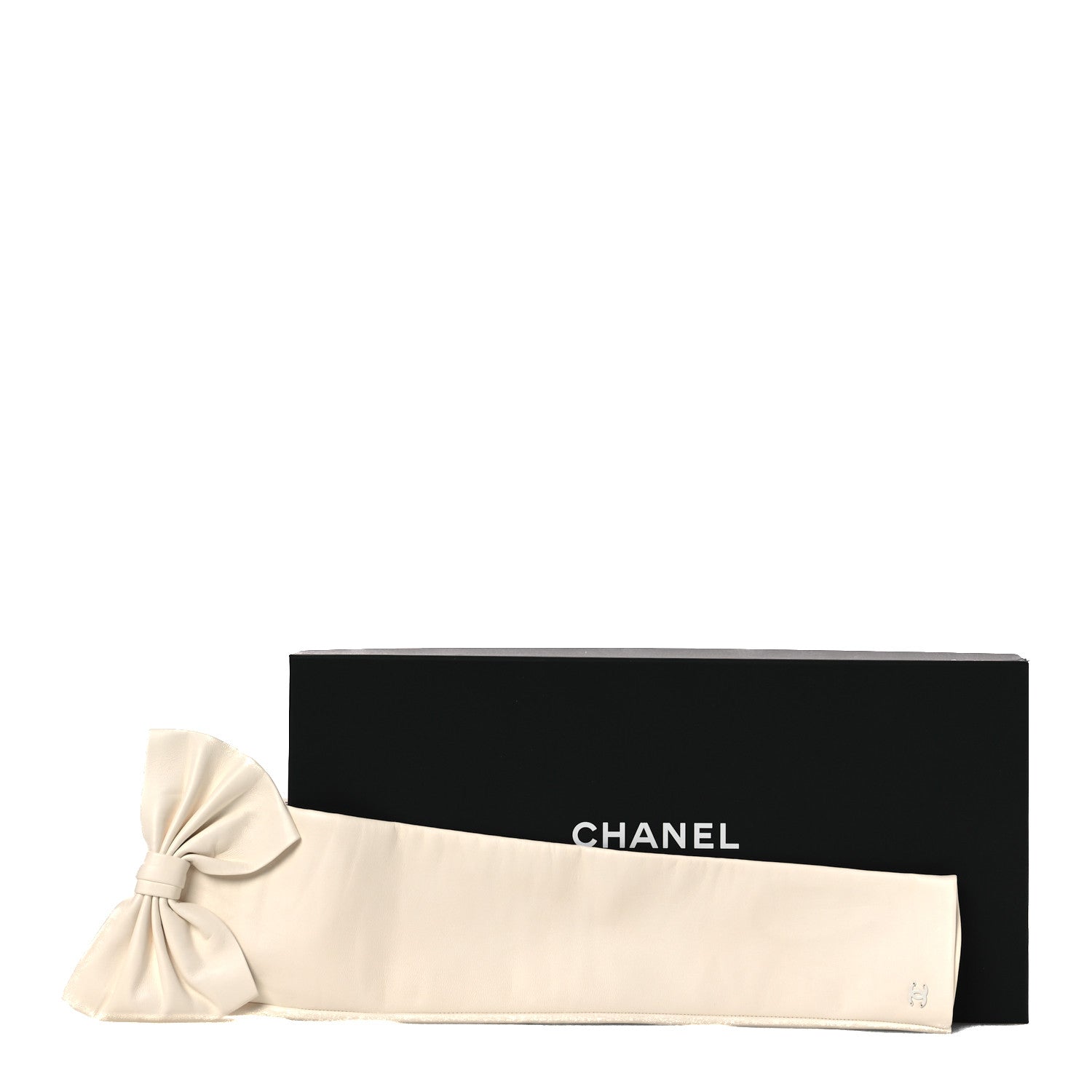 Chanel Lambskin Fingerless CC Bow Long Gloves Ivory 6 of 6