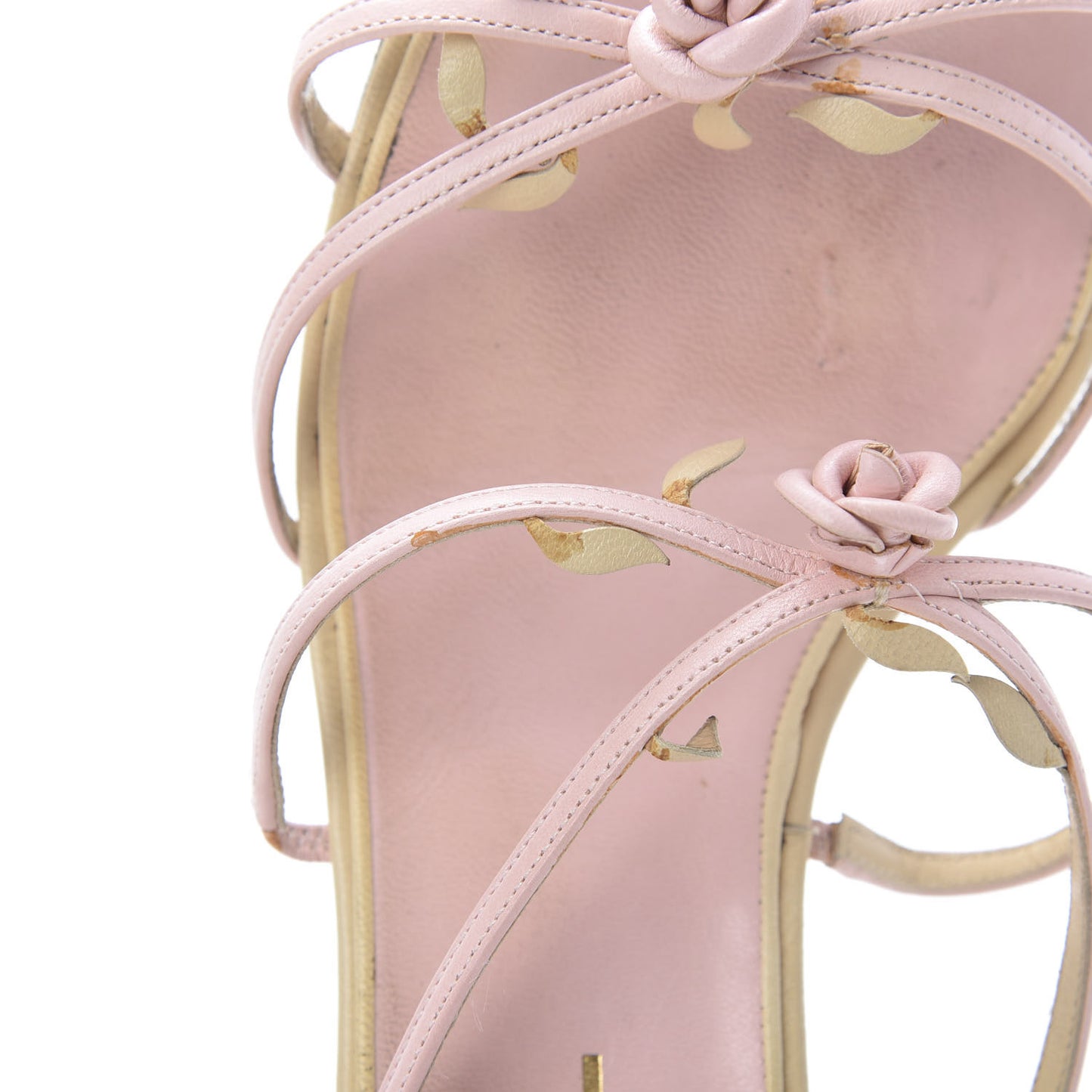 Lambskin Camellia Sandals 39.5 Pink