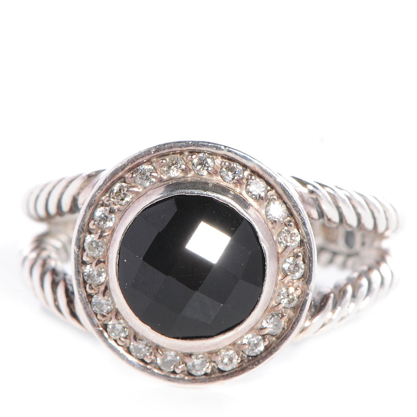 Sterling Silver Diamond Black Onyx 8mm Petite Cerise Ring 53 6.5