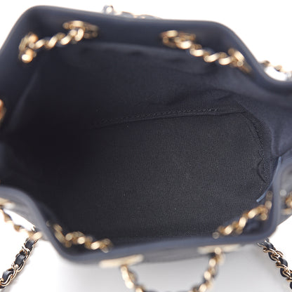 Chanel Calfskin Stitched Chain Bucket Bag Navy 4 of 10