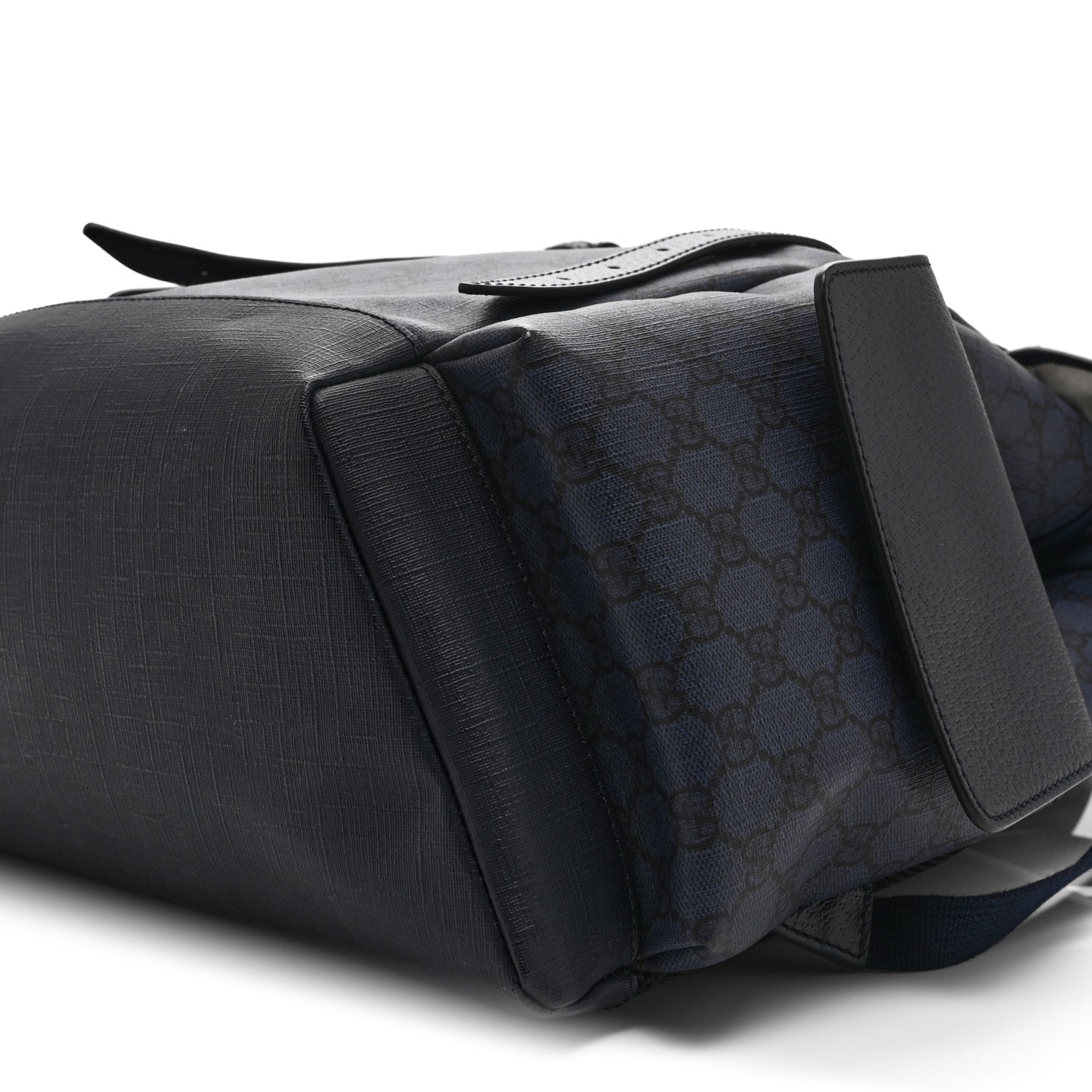 Gucci GG Supreme Monogram Textured Dollar Calfskin Medium Ophidia Double Buckle Backpack Blue Dark Blue Black 10 of 10