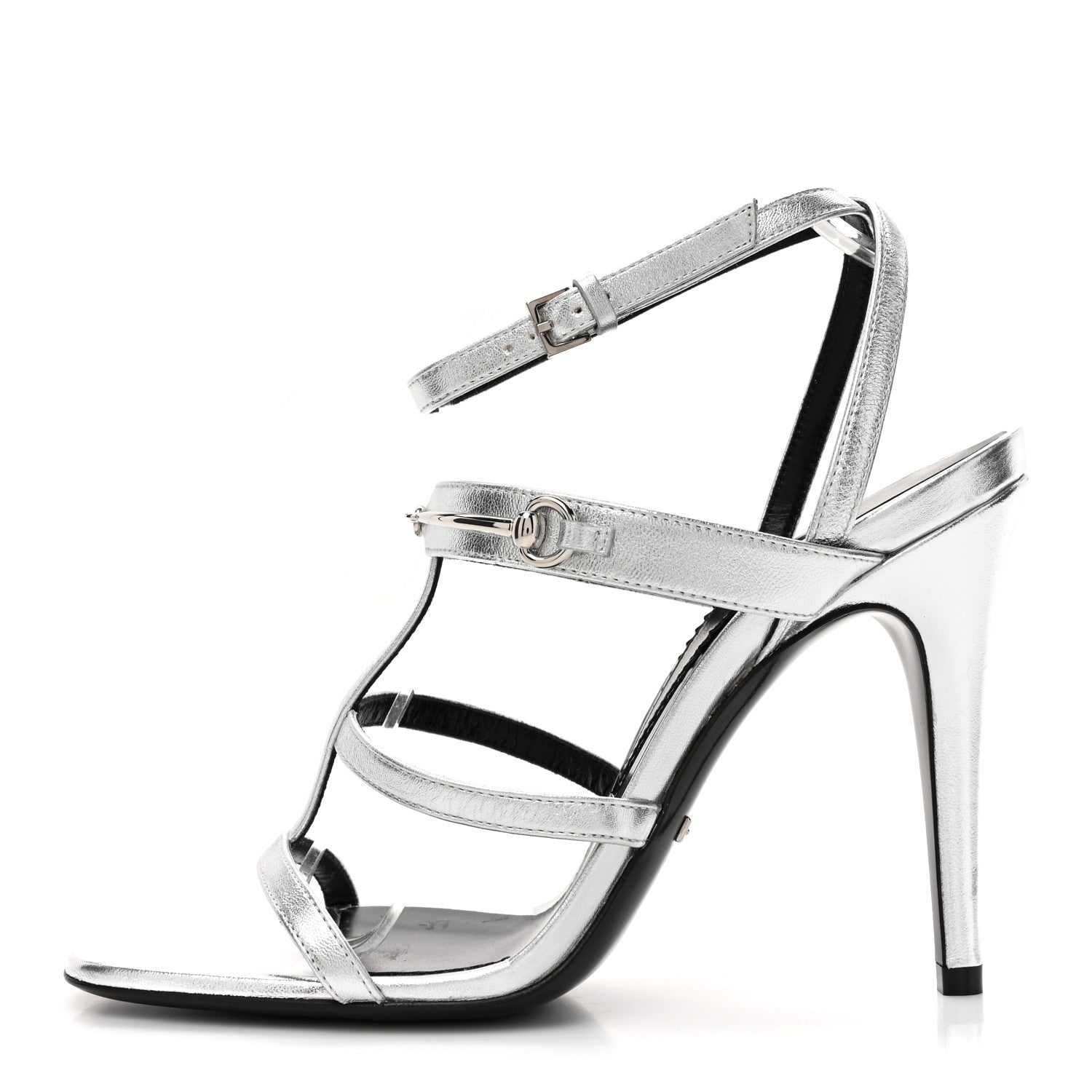 Gucci Nappa Silk High Heel Sandals 37.5 Argento 1 of 11