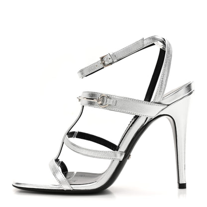Gucci Nappa Silk High Heel Sandals 37.5 Argento 1 of 11