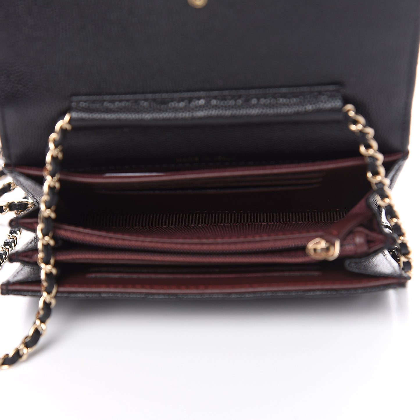 Caviar Quilted Classic Clutch With Chain Black