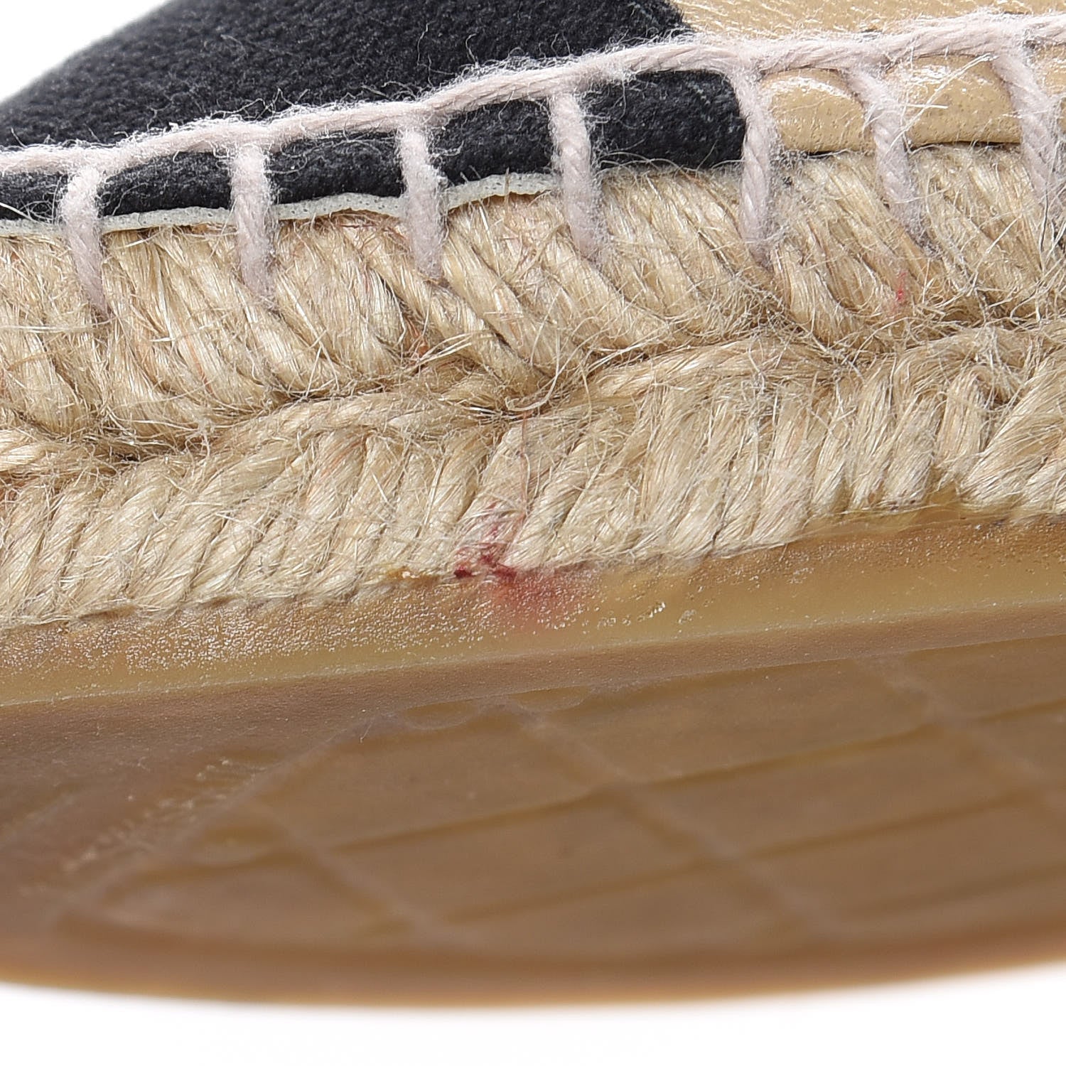 Chanel Lambskin Canvas Cap Toe Lace Up Espadrilles 37 Beige Black 10 of 11