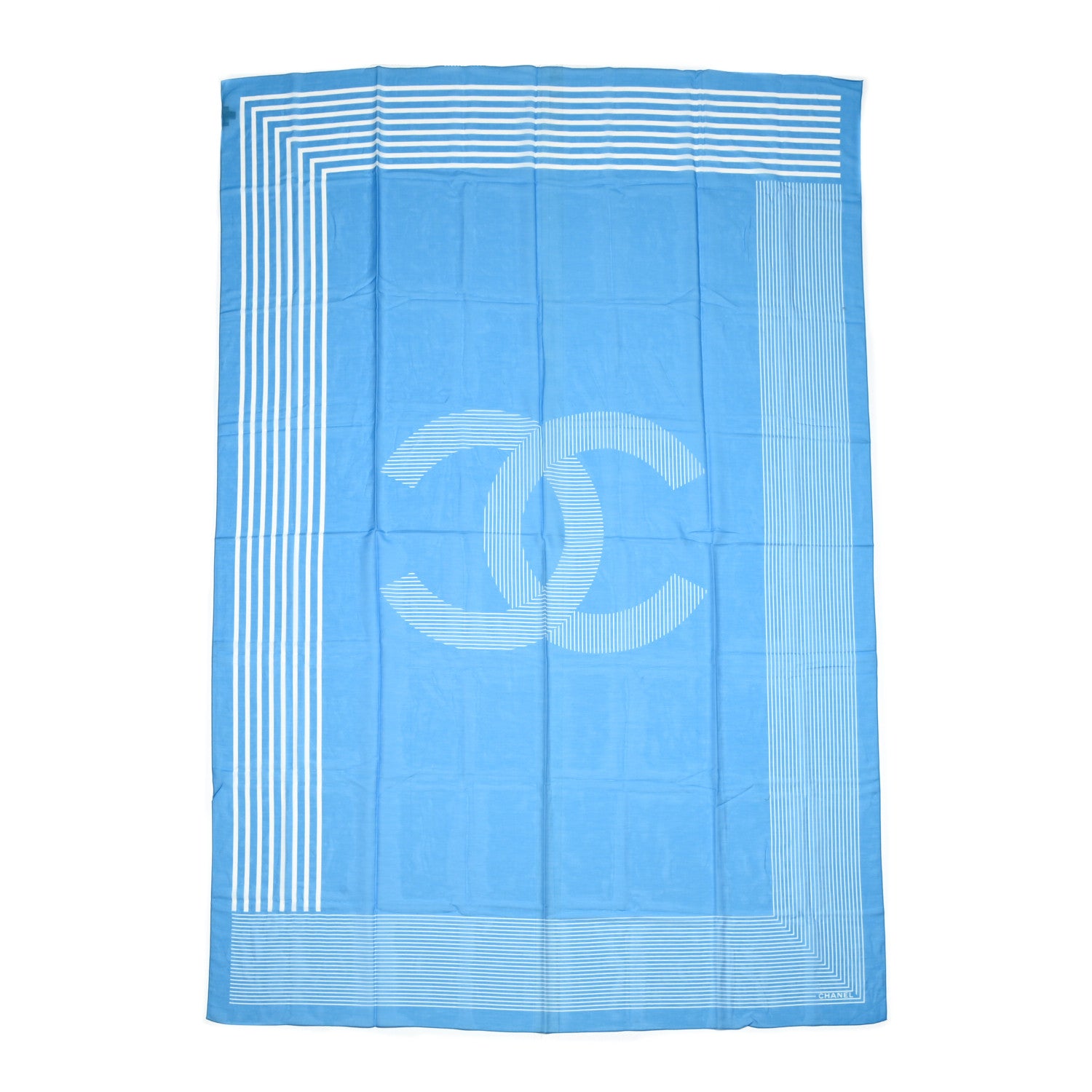 Chanel Cotton Silk CC Scarf Blue 1 of 5