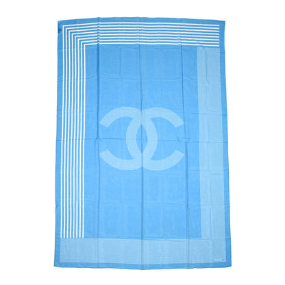 Chanel Cotton Silk CC Scarf Blue 1 of 5
