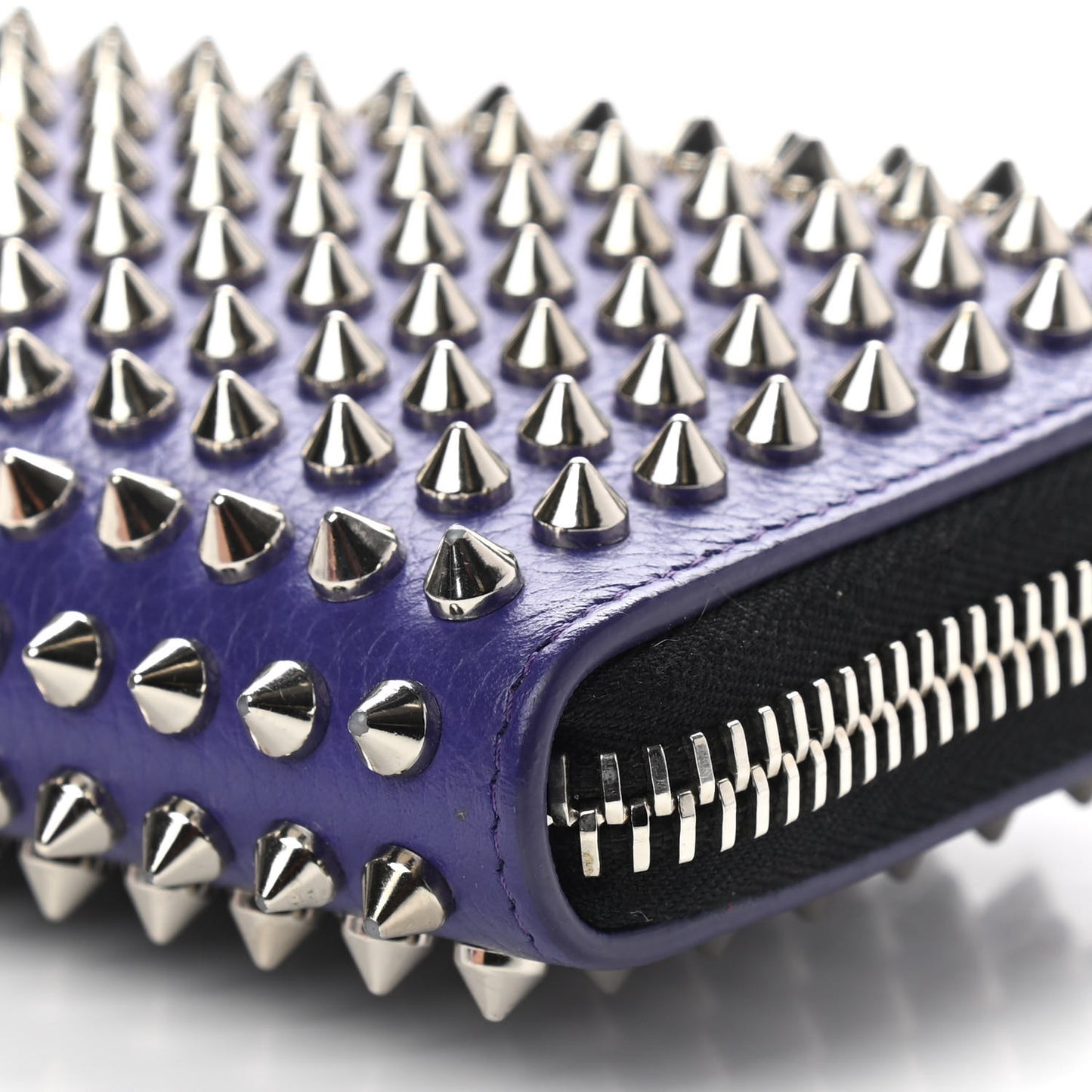 Calfskin Panettone Spiked Zip Around Wallet Purple