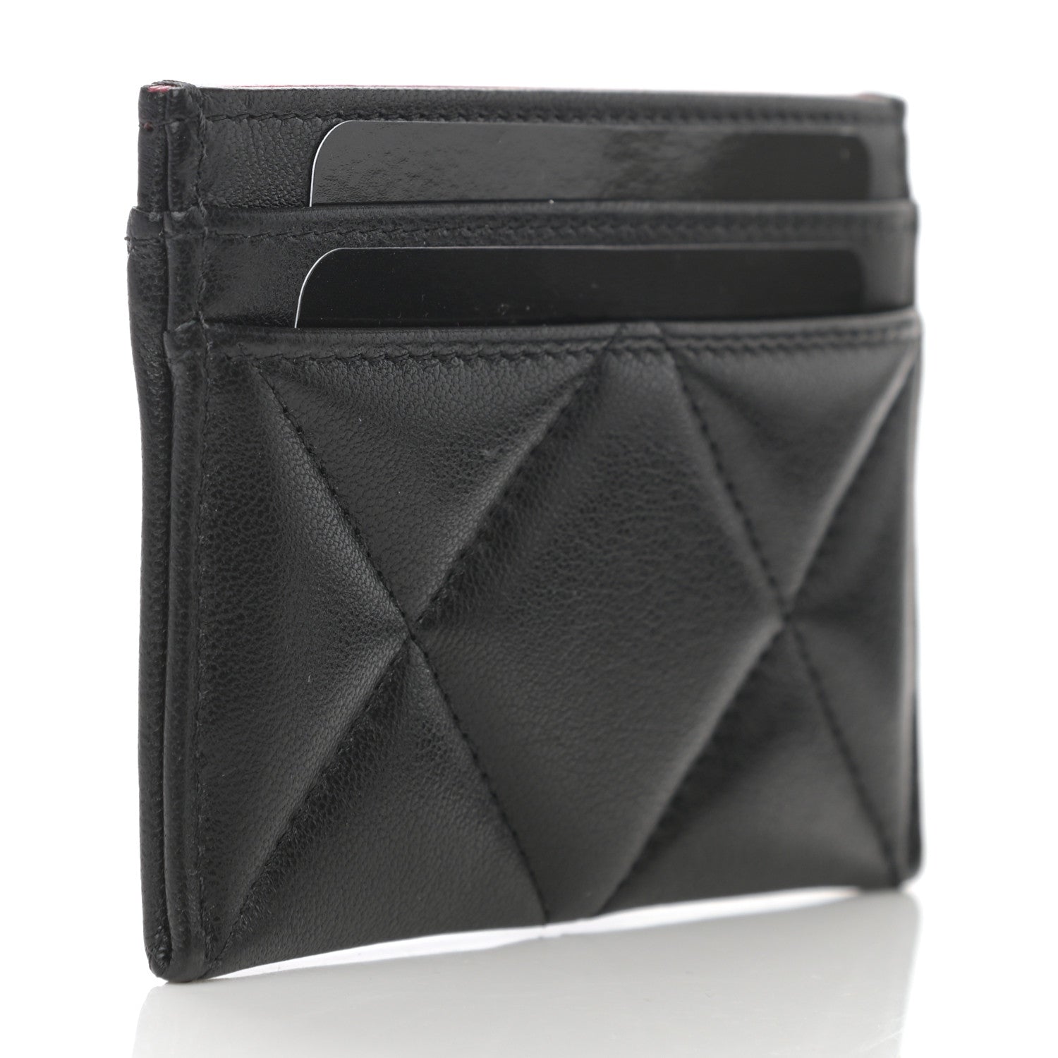 Chanel Lambskin Quilted Chanel 19 Card Holder Black 3 of 8