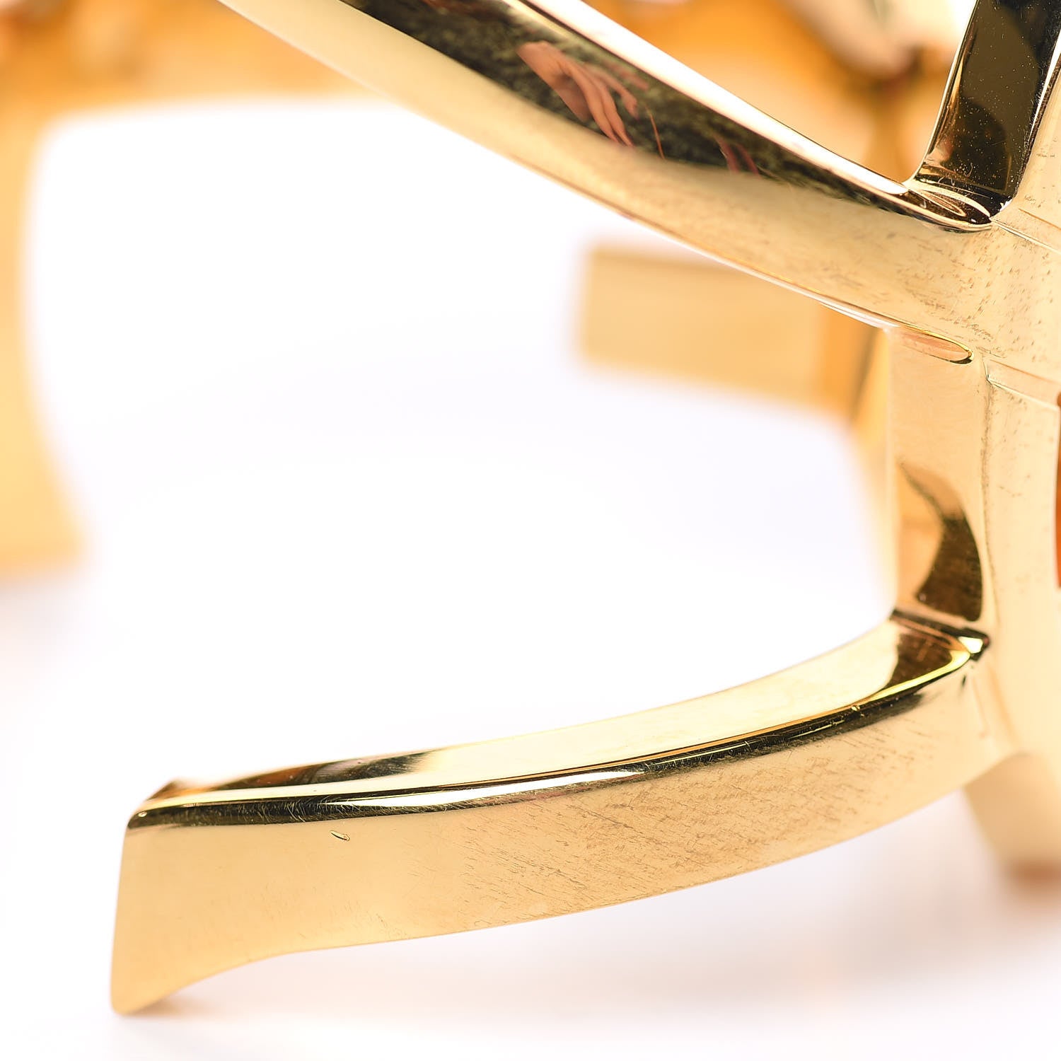 Saint Laurent Brass Monogram Medium Cuff Bracelet Gold 5 of 5