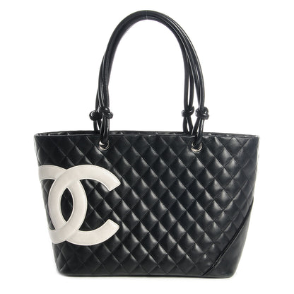 Chanel Calfskin Quilted Large Cambon Tote Black White 1 of 8