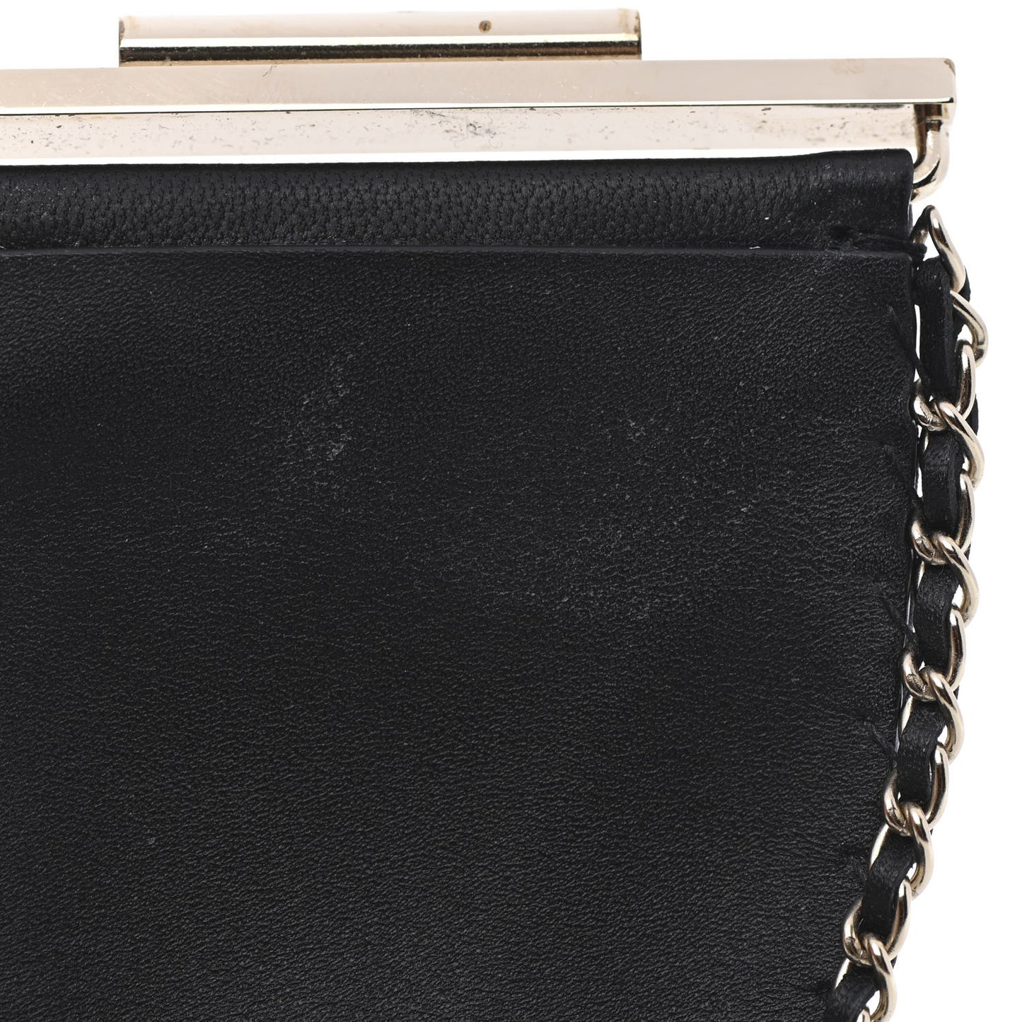 Lambskin Chain CC Cuff Bracelet Black Gold