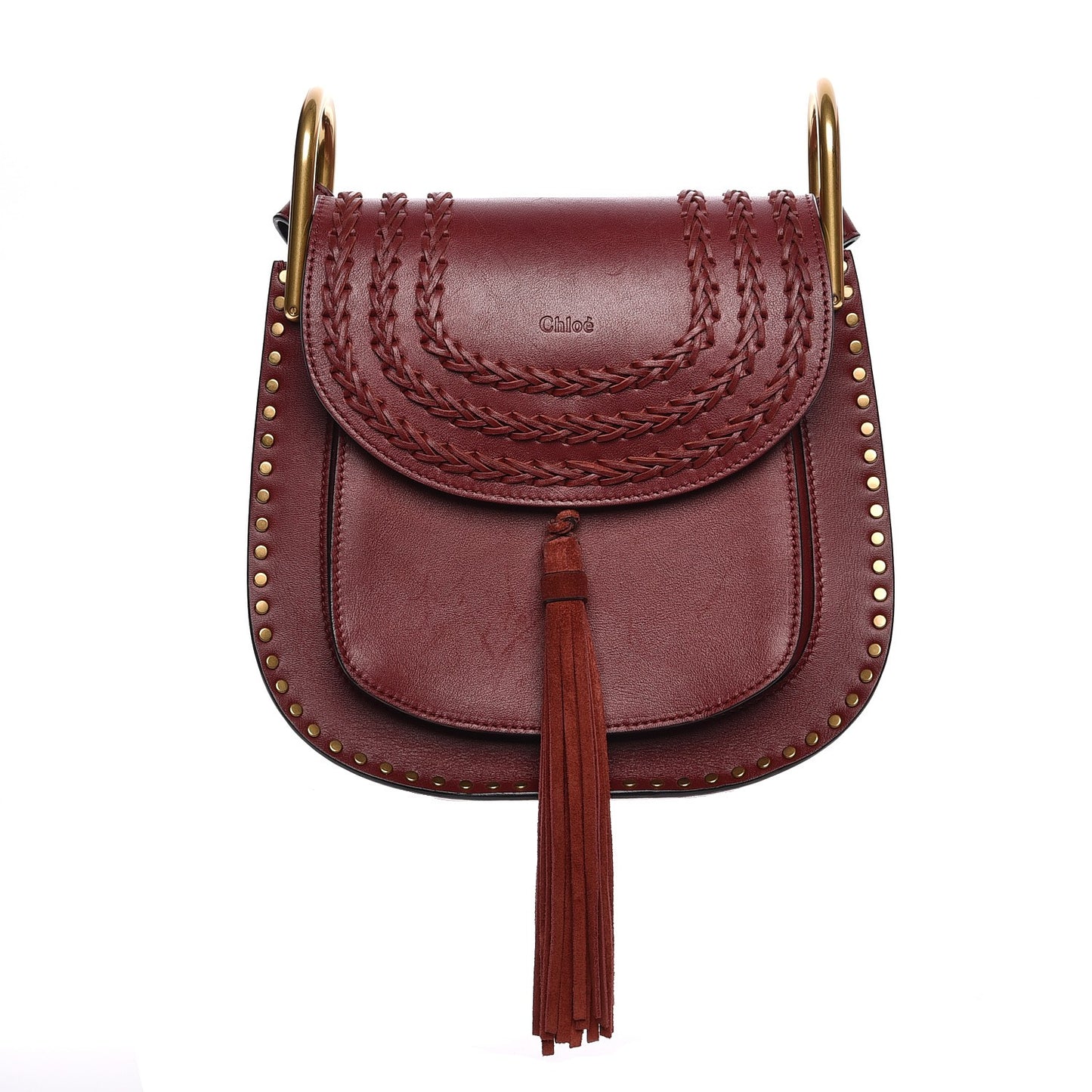 Calfskin Braided Small Hudson Shoulder Bag Sienna Red