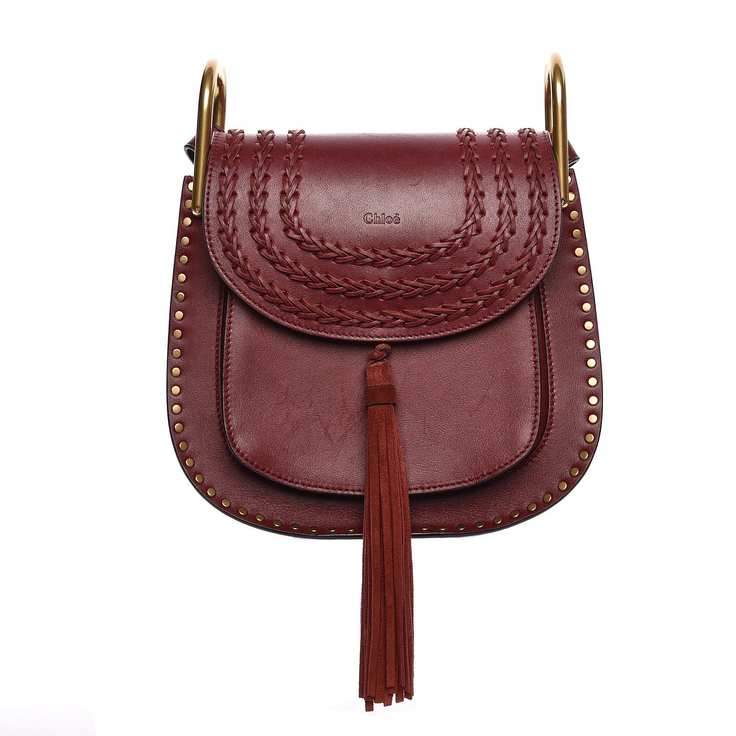 Chloe Calfskin Braided Small Hudson Shoulder Bag Sienna Red 1 of 10