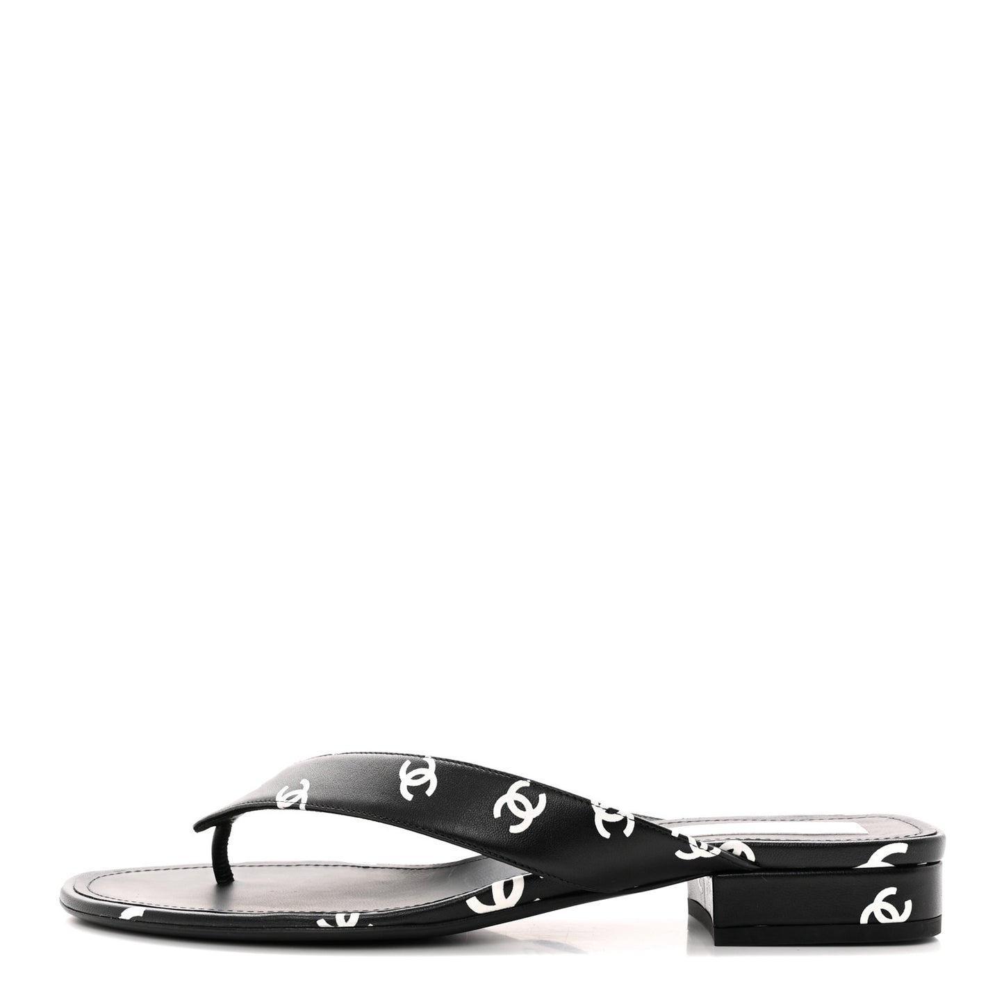 Printed Lambskin Coco Beach Thong Sandals 41 Black White