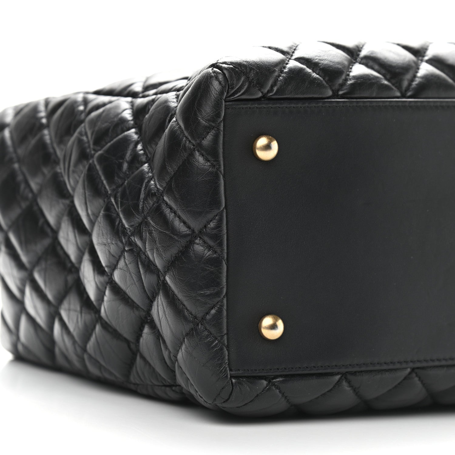 Chanel Aged Calfskin Quilted Coco Handle Shopping Tote Black 8 of 9