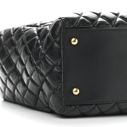 Chanel Aged Calfskin Quilted Coco Handle Shopping Tote Black 8 of 9