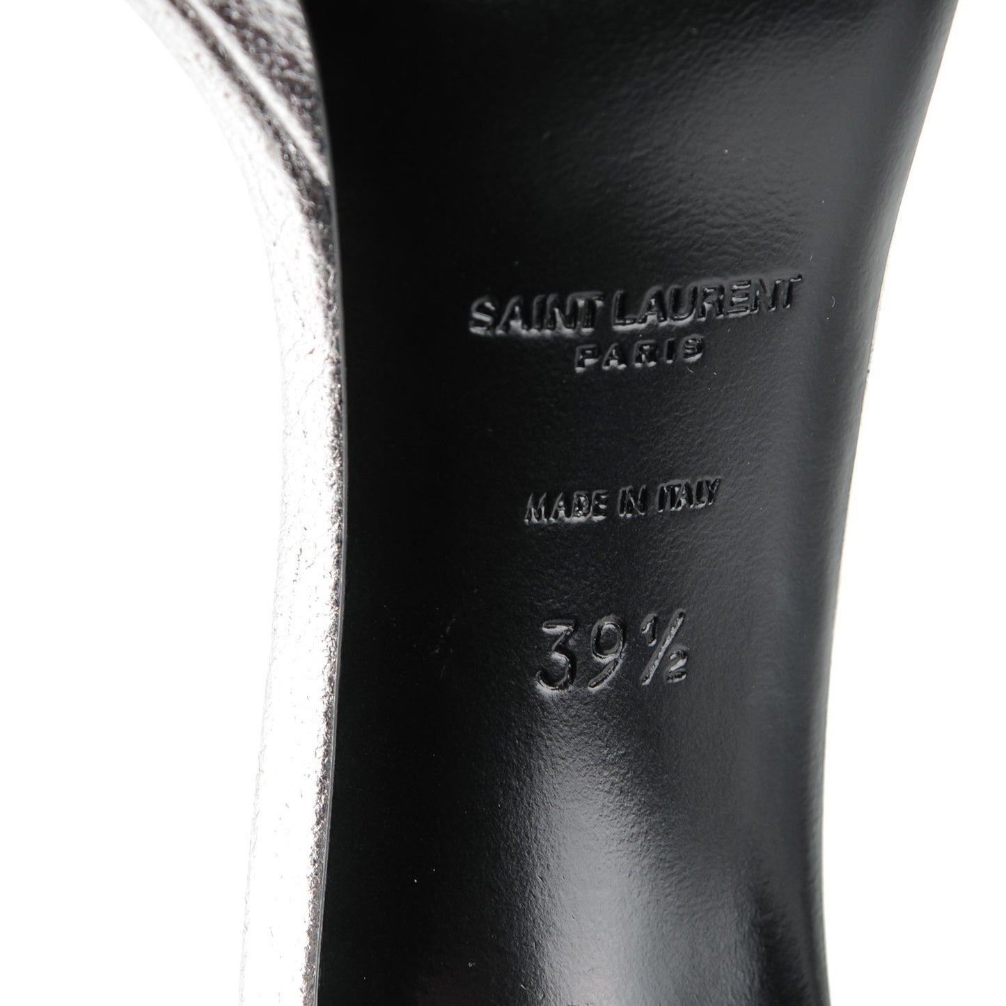 Crackled Metallic Calfskin Jane 110 Ankle Strap Sandals 39.5 Silver
