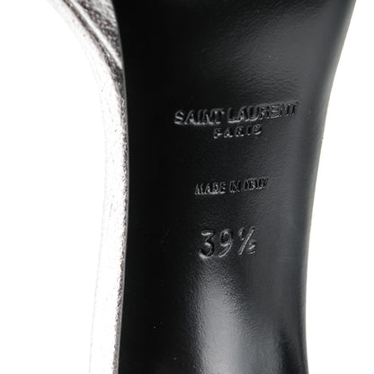 Saint Laurent Crackled Metallic Calfskin Jane 110 Ankle Strap Sandals 39.5 Silver 6 of 7