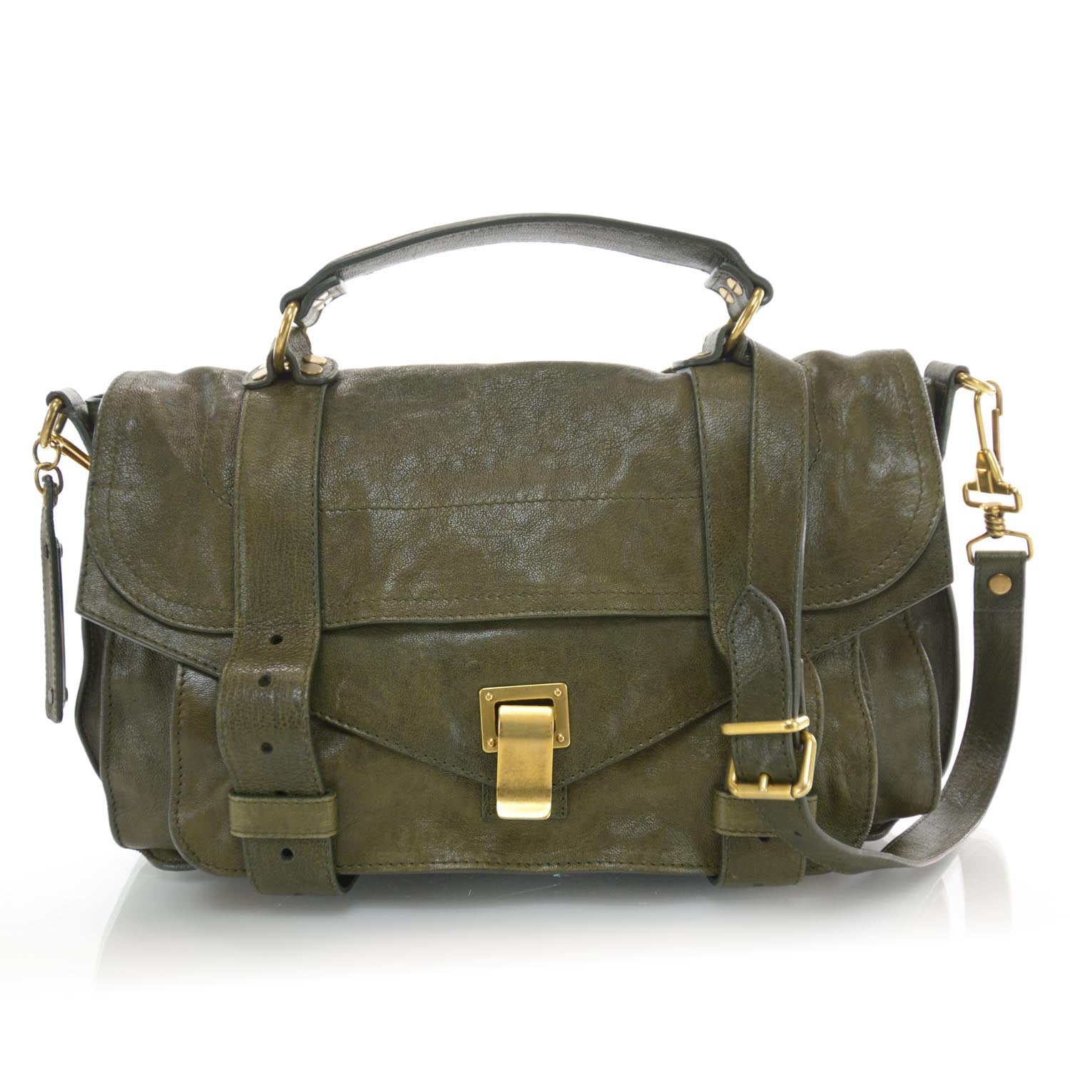 Proenza Schouler Lambskin PS1 Medium Satchel Military 1 of 7